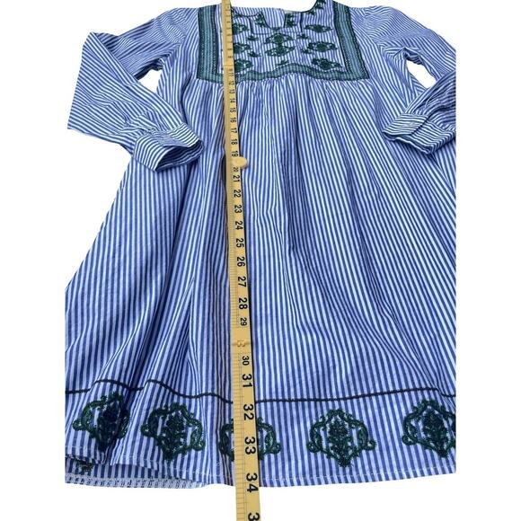 Lili's Closet Anthropologie Blue White Stripe Embroidered Cotton Dress - Small - Picture 8 of 11